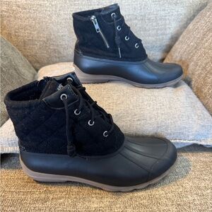 Sperry Saltwater Duck Women's Black Quilted Ankle Boots Size 10
